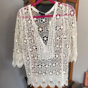 Brittany Black White Crochet Lace Blouse